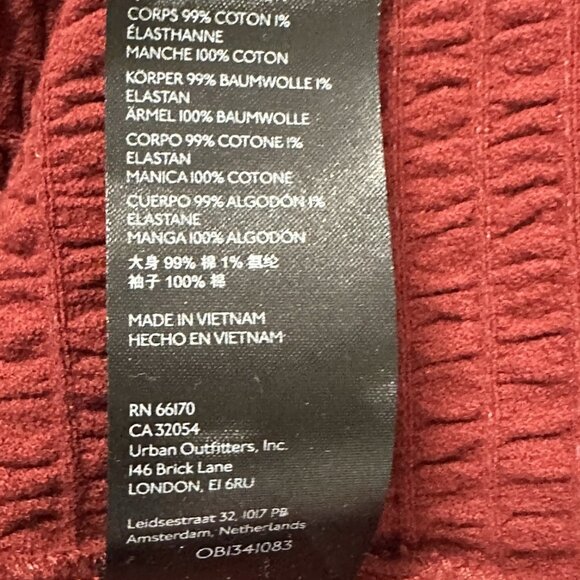 Anthropologie Smocked Bell Sleeve Top Women’s Small Wine Burgundy Textured Knit - Picture 10 of 10